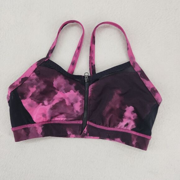 Lululemon Sweaty Endeavor Bra Blooming Pixie Raspberry Black Size 6 Run Support - Picture 1 of 7